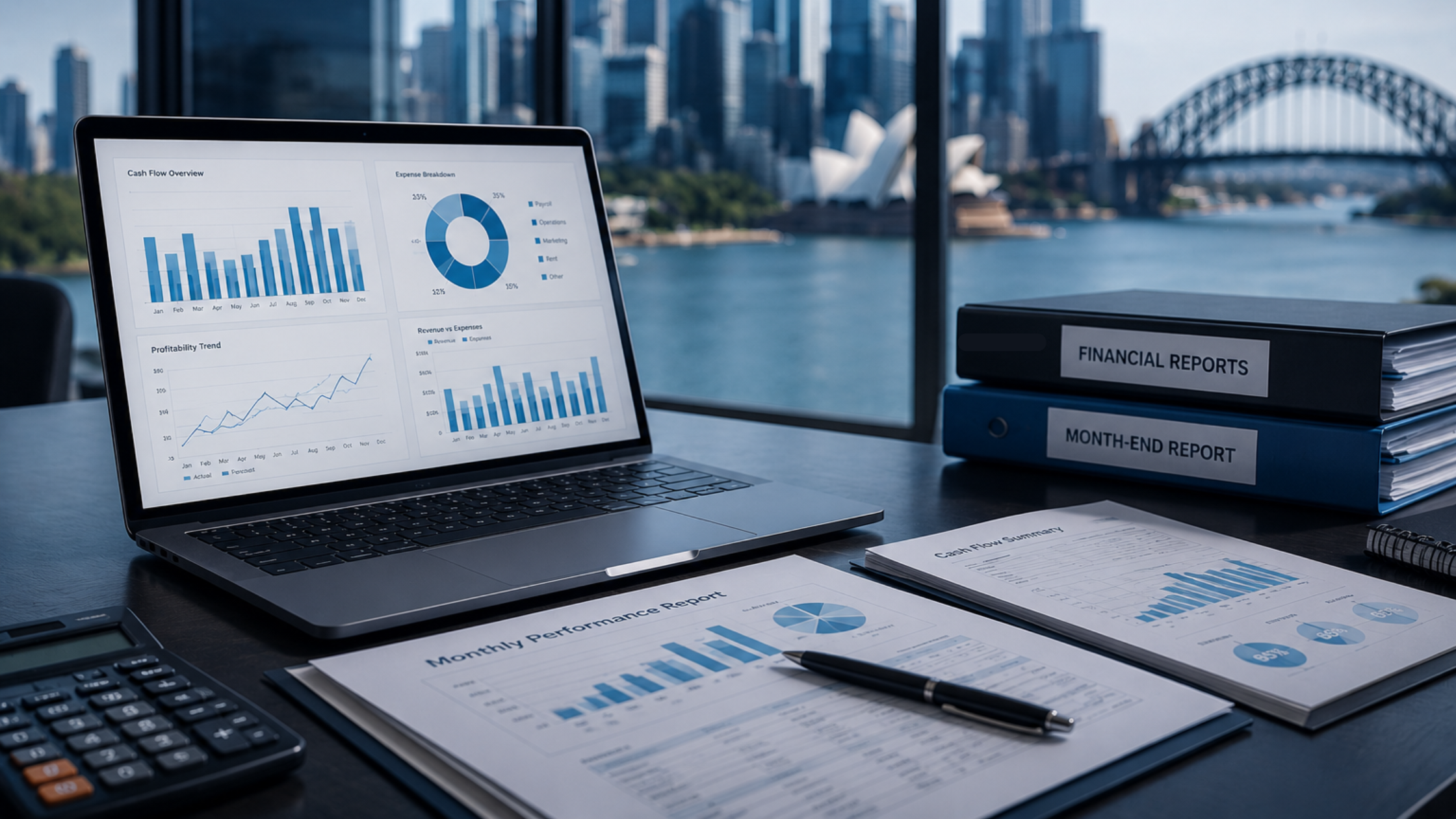 Operational Finance & Reporting - Professional team analyzing financial reports and dashboards